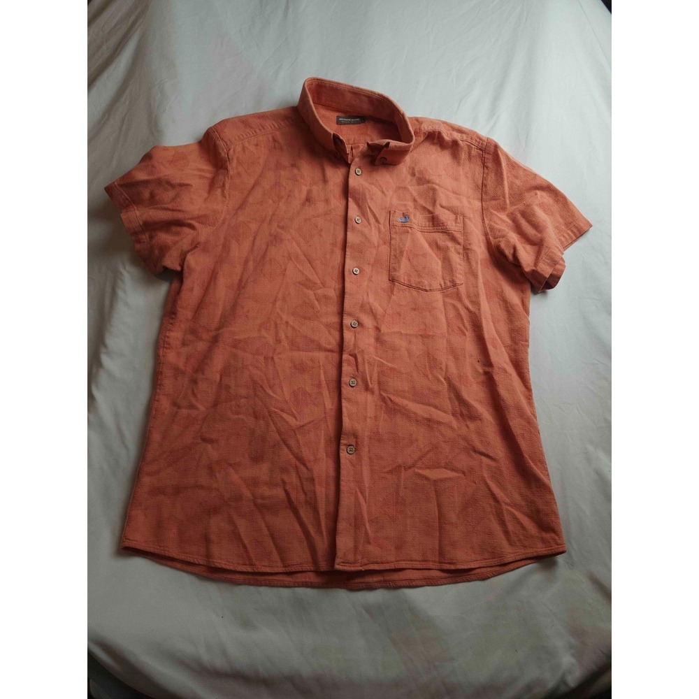Southern Marsh Button Up Shirt Men L Orange Coastal Preppy Minimalist Summerwear